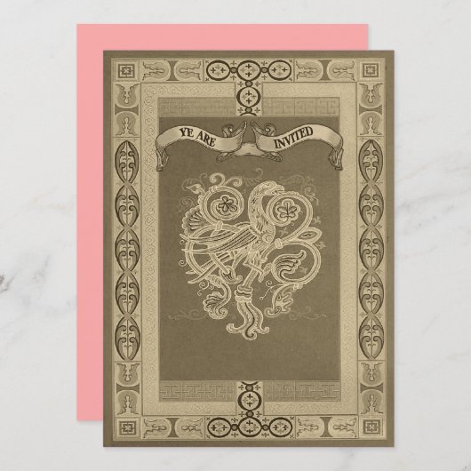Medieval Style Celtic Pattern Wedding Inviting Kaart (Voorkant / Achterkant)
