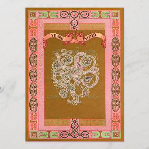 Medieval Style Celtic Pattern Wedding Inviting Kaart