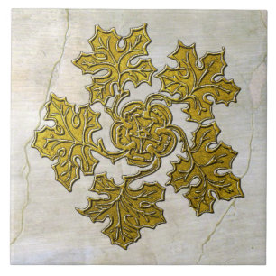  medieval Style Gold Leaf-cluster Tegeltje