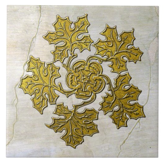 medieval Style Gold Leaf-cluster Tegeltje (Voorkant)