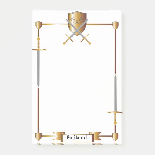 Medieval Sword en Shield Post-it® notes 4 x 6 (Voorkant)