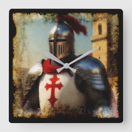 Medieval Templar Knight Vierkante Klok