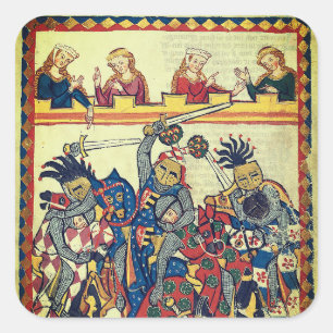 Medieval toernooi vierkante sticker