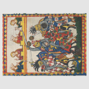 MEDIEVAL TOURNAMENT, BESTRIJDING KNIGHTS, DAMSELS TISSUEPAPIER