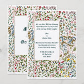 Medieval verlichte Floral Border Wedding Kaart (Voorkant / Achterkant)