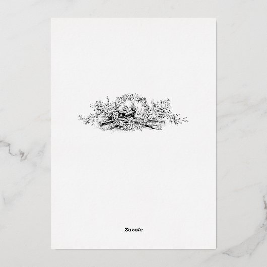 Medieval verlichte vogels en bloemen huwelijk folie uitnodiging (Achterkant)