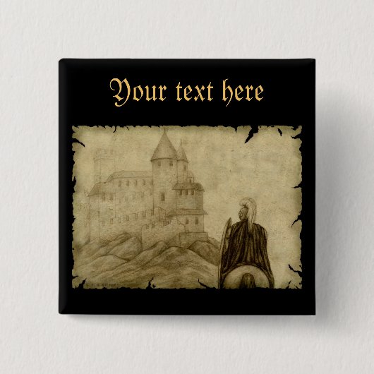 Medieval Vierkante Button 5,1 Cm (Voorkant)