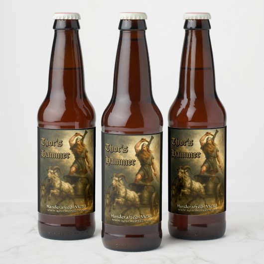 Medieval Viking God Thor Template Bier Etiket (Flessen)