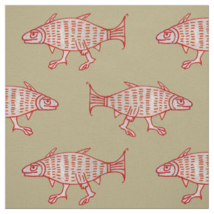 Medieval Walking Fish op Tan Stof