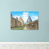 Medieval walls van Carcassonne Canvas Afdruk (Insitu (Houten vloer))
