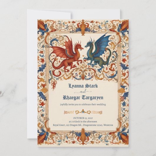 Medieval Wedding Invitation, Ancient Manuscript Kaart (Voorkant)