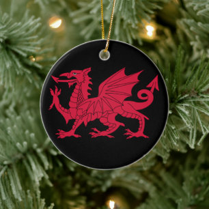 Medieval Welsh Dragon gepersonaliseerd Keramisch Ornament