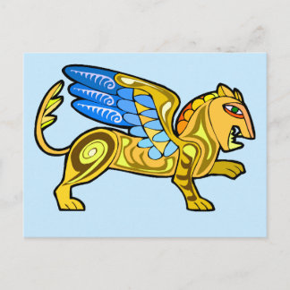 Medieval Winged Lion Griffin Briefkaart