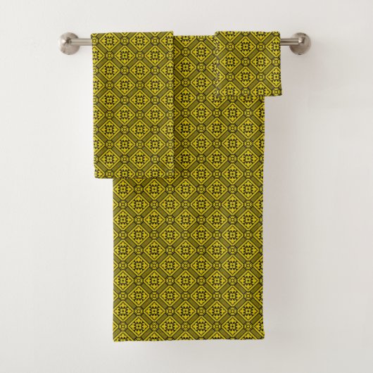 Medieval Yellow Black Lilies Romanesque Pattern Bad Handdoek (Insitu)
