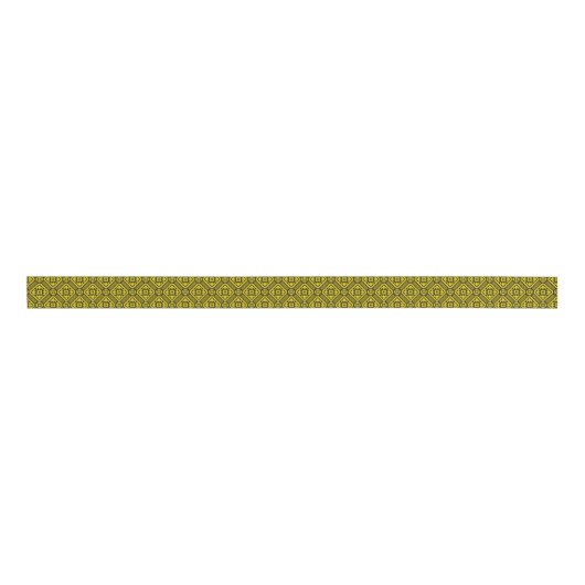 Medieval Yellow Black Lilies Romanesque Pattern Grosgrain Lint (Voorkant)