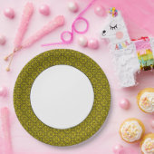 Medieval Yellow Black Lilies Romanesque Pattern Papieren Bordje (Feest)