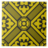 Medieval Yellow Black Lilies Romanesque Pattern Tegeltje (Voorkant)