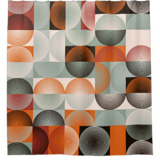Medio-eeuw geometrisch, abstract kleurrijk patroon douchegordijn