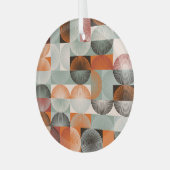 Medio-eeuw geometrisch, abstract kleurrijk patroon glas ornament (Voorkant links)