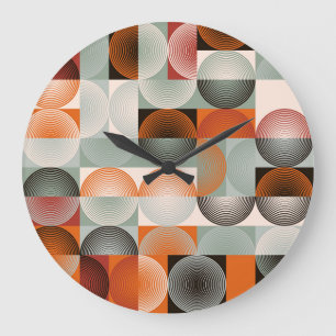 Medio-eeuw geometrisch, abstract kleurrijk patroon grote klok