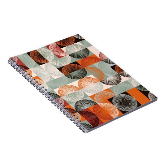 Medio-eeuw geometrisch, abstract kleurrijk patroon notitieboek (Rechterzijde)