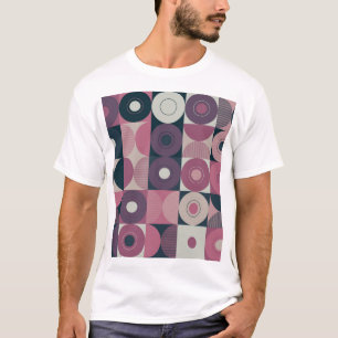 Medio-eeuw geometrisch: abstract kleurrijk patroon t-shirt