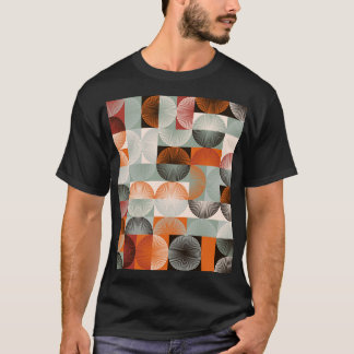 Medio-eeuw geometrisch, abstract kleurrijk patroon t-shirt