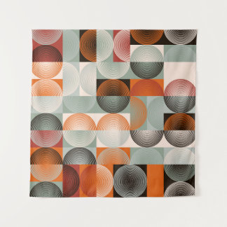 Medio-eeuw geometrisch, abstract kleurrijk patroon wandkleed