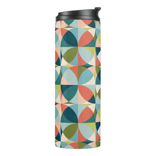 Medio-eeuw geometrisch, Abstract naadloos ontwerp. Thermosbeker (Gedraaid links)