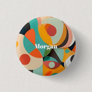Medio eeuw Modern Art Monogram of naam, geometrisc Ronde Button 3,2 Cm
