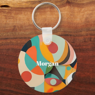 Medio eeuw Modern Art Monogram of naam, geometrisc Sleutelhanger