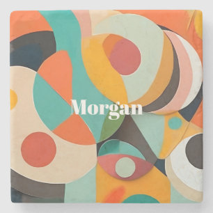 Medio eeuw Modern Art Monogram of naam, geometrisc Stenen Onderzetter