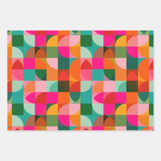 Medio eeuw Modern Geometrisch Kleurrijk Patroon Inpakpapier Vel (Voorkant)