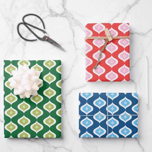 Medio eeuw moderne geometrische kerst inpakpapier vel (Voorkant)