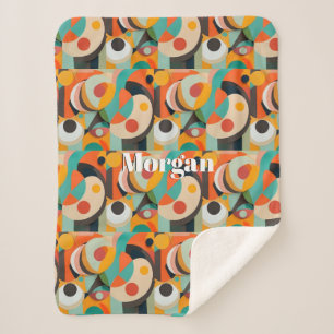 Medio eeuw moderne kunst, naam of monogram geometr sherpa deken