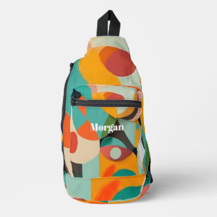 Medio eeuw moderne kunst, naam of monogram geometr sling bag