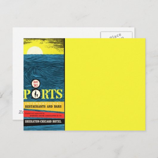  medio-eeuwse Tiki Briefkaart (Voorkant / Achterkant)