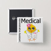 Medisch administratief assistent vierkante button 5,1 cm (Voorkant /achterkant)