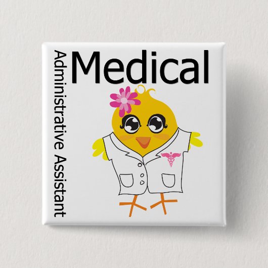 Medisch administratief assistent vierkante button 5,1 cm (Voorkant)