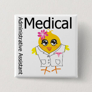 Medisch administratief assistent vierkante button 5,1 cm