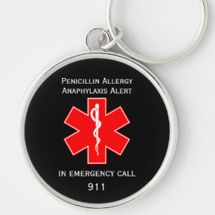 Medisch alarm ID Medisch alarm ID Penicilline Alle Sleutelhanger