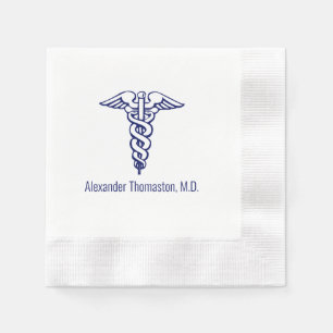 Medisch arts Caduceus beroepsnaam blauw Servet