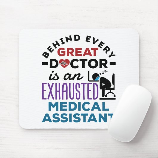 Medisch assistent geëxhausted Funny Appreciation Muismat (Met muis)