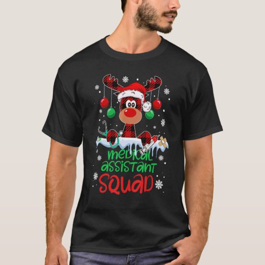 Medisch assistent Squad Reindeer Kerstpyjama T-shirt (Voorkant)