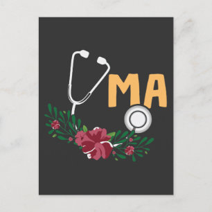 Medisch assistent Stethoscoop Waterverf Flower Nu Briefkaart