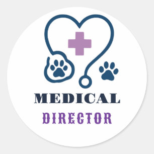 🩺 Medisch Directeur Veterinair Ziekenhuisteam 🩺 Ronde Sticker