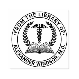 Medisch Dokter Caduceus #1LR Boeknaam Zelfinktende Stempel