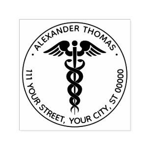 Medisch Dokter Caduceus Naam Adres Zelfinktende Stempel