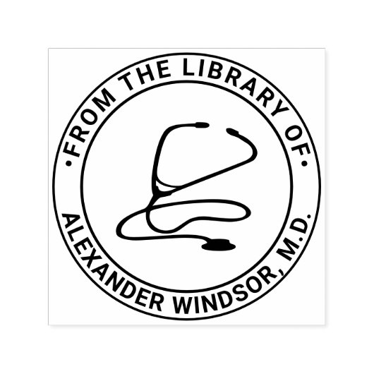 Medisch Dokter Verpleegster Stethoscoop Boek Naam Zelfinktende Stempel (Design)