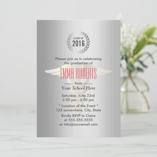 Medisch en verpleegkundig Afstuderen Modern Silver Kaart (Staand voorkant)